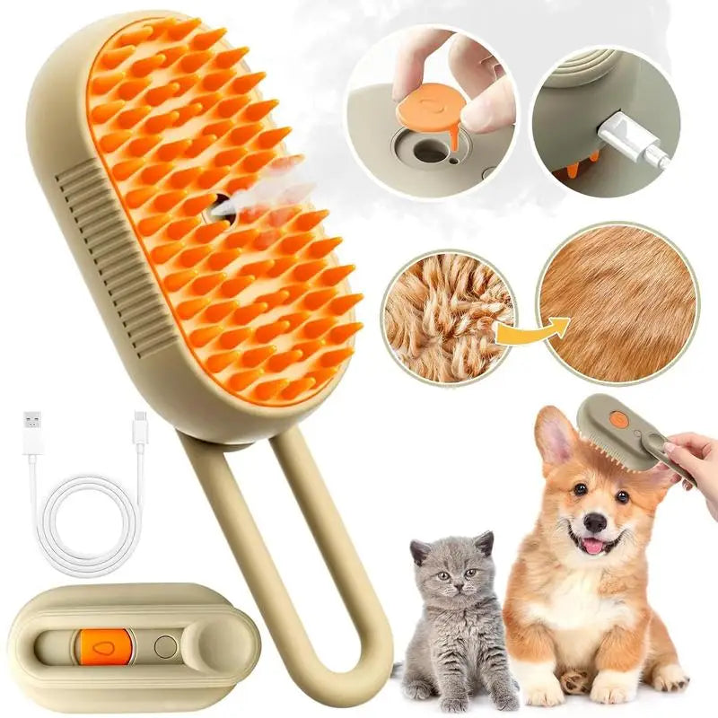 Pet Steam Brush – Cat & Dog Deshedding & Grooming Tool