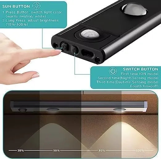 Rechargeable Motion-Sensor Cabinet Light with 3 White Tones