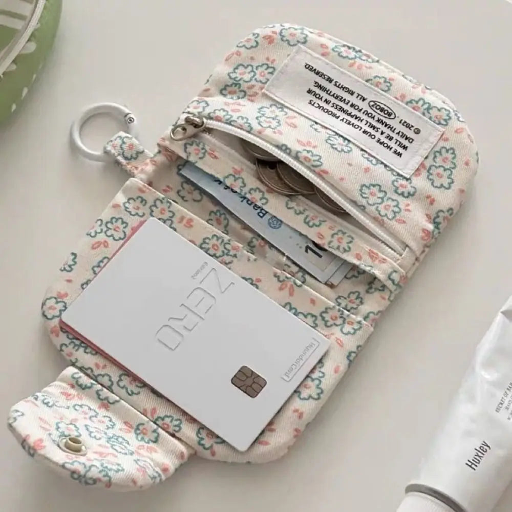 Mini Floral Coin Purse – Snap Card Holder with Key Ring, 4 Prints