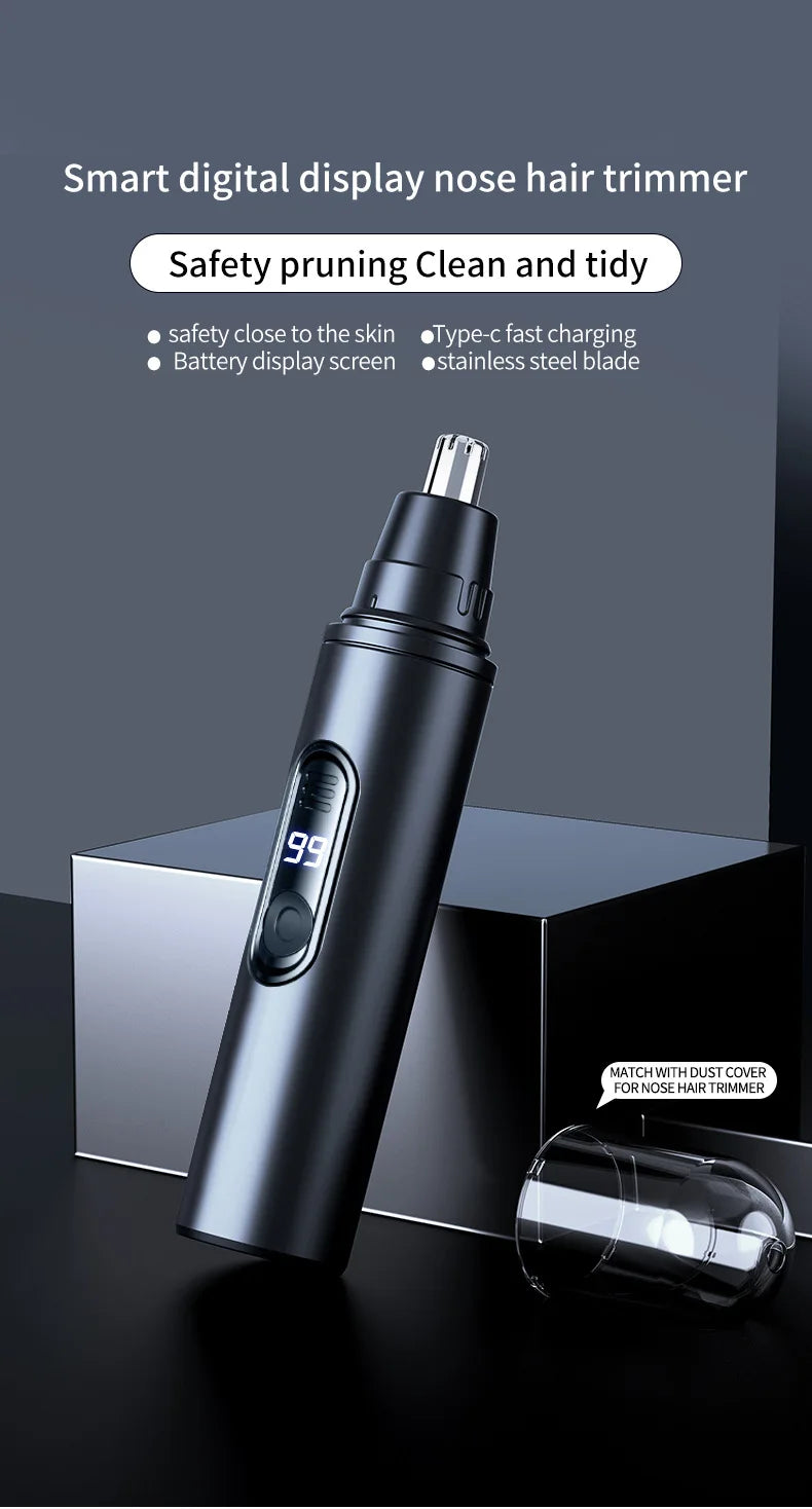 USB-C Rechargeable Nose Hair Trimmer – Black