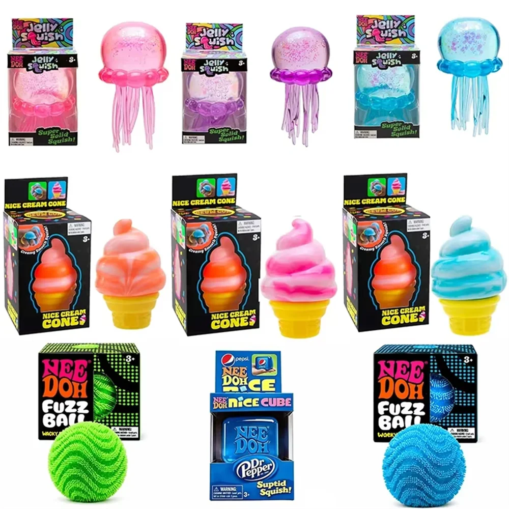 NeeDoh Mystery Squish Toy – Blind Box Jellyfish or Cube Stress Relief Squeeze