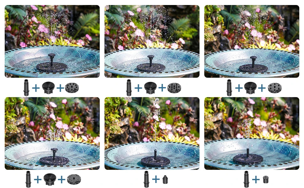 Solar Floating Fountain Pump for Bird Baths, Ponds & Gardens – 6 Nozzles