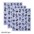 3/4pcs Metallic Dragon Nail Stickers Evil Bat Flying Dragon Designs Self-Adhesive Nail Decals Y2K Halloween Manicure Decoration