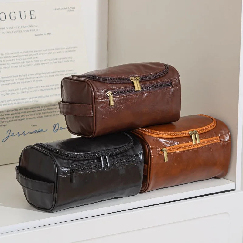 Faux Leather Travel Toiletry Bag