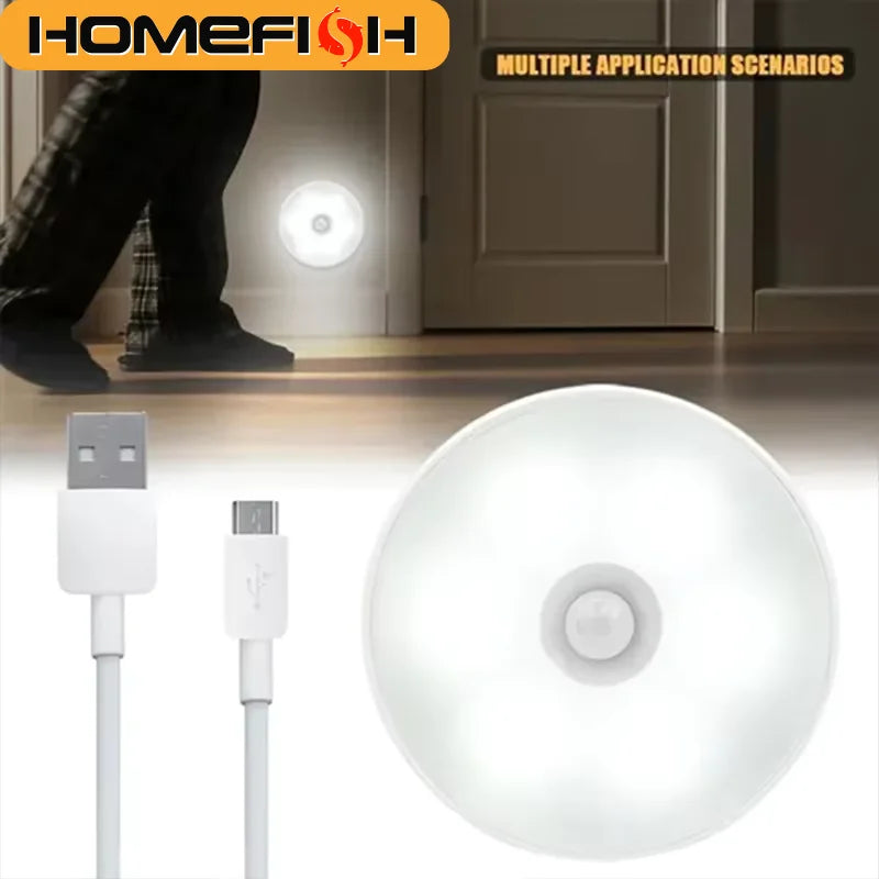 USB-Rechargeable Motion-Sensor LED Night Light – Magnetic Mount