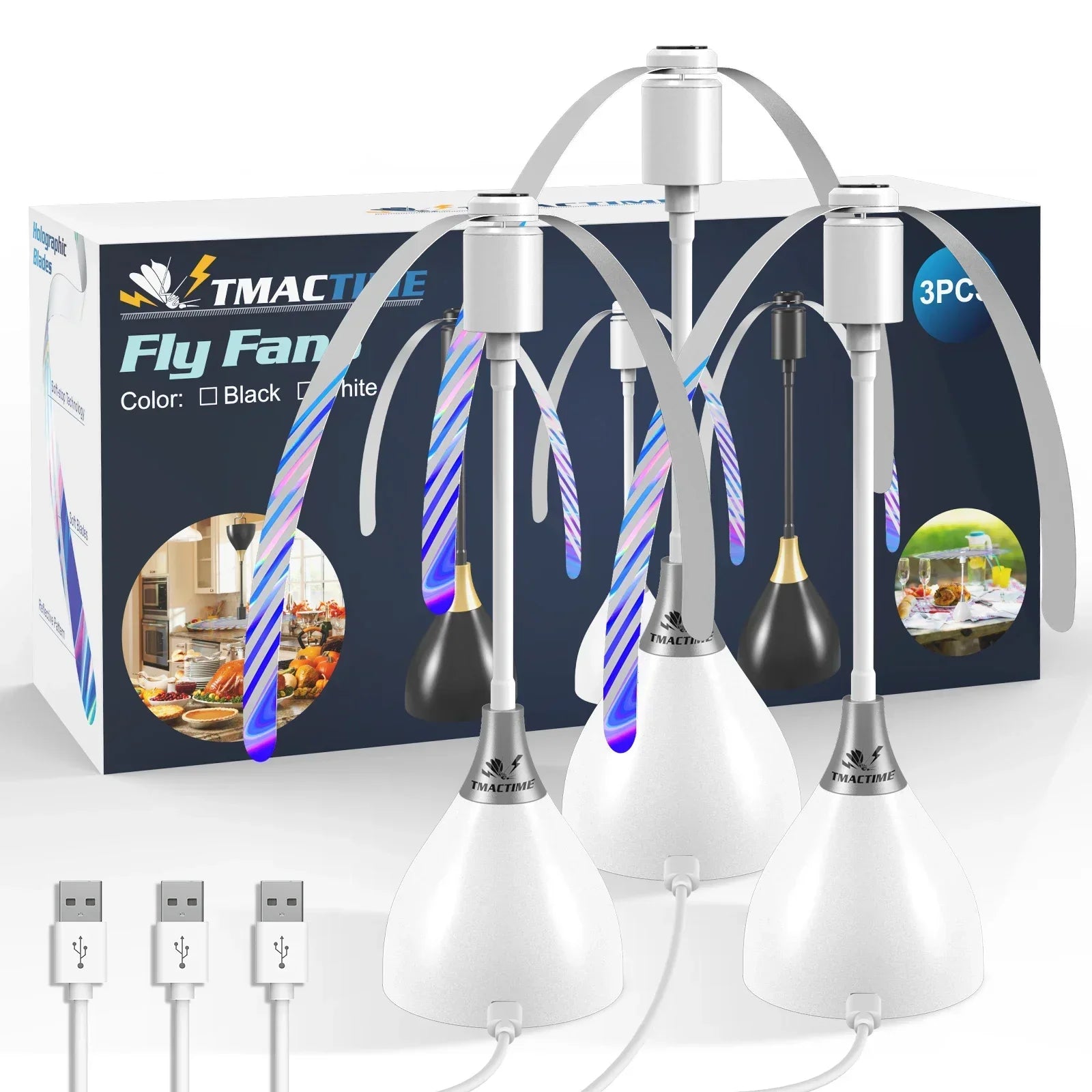 2/3pcs Fly Fans For Tables Effective Fly Repellent Fan Keeps Flies Away With Soft Blades USB  Picnic BBQ Party  Fly  Fans