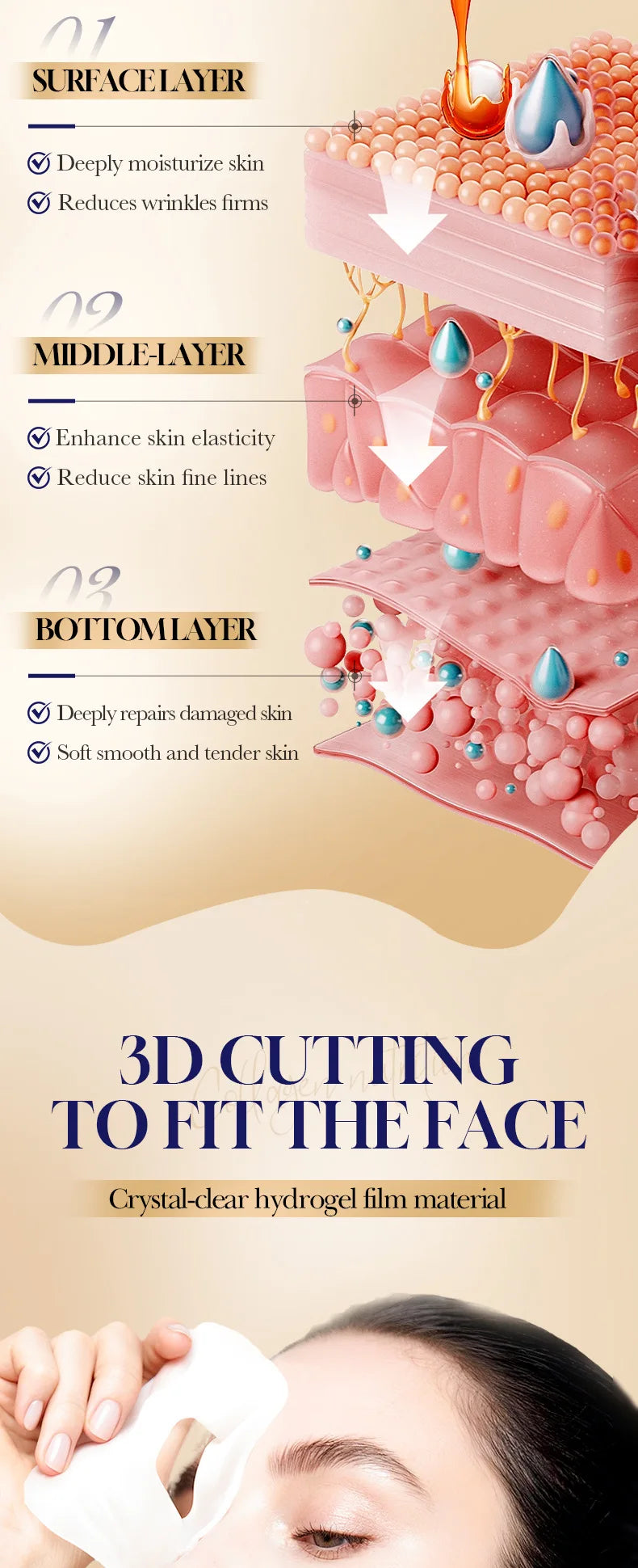 Korean Collagen Anti Wrinkle Facial Mask Fade Fine Lines Anti Aging Firm Skin Moisturizing Brightening Skincare Mask