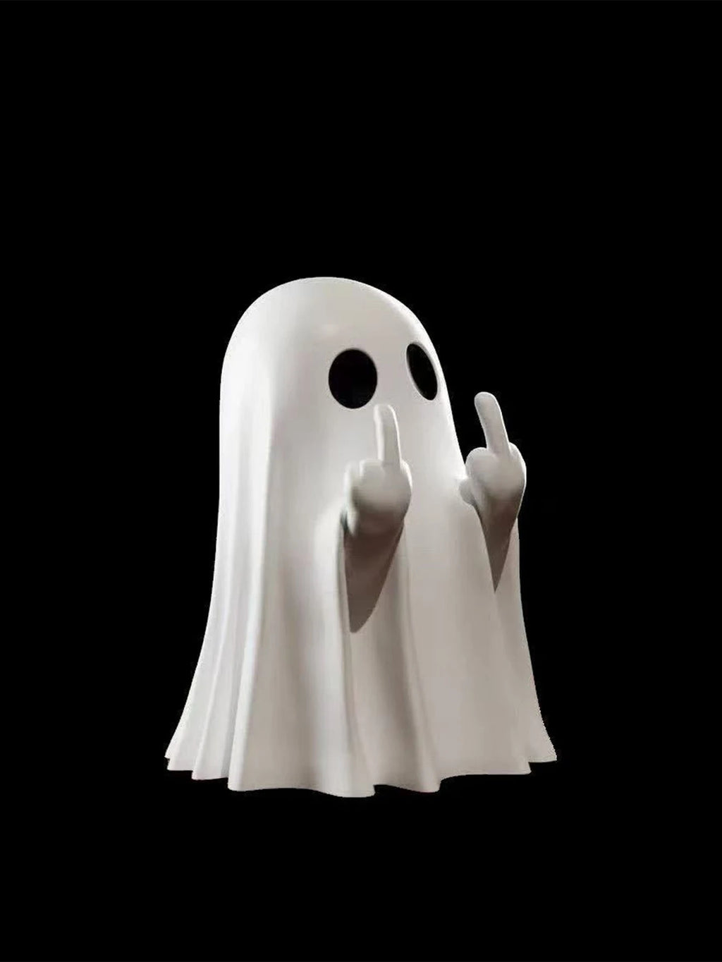 Middle Finger Ghost Halloween Statue - 7.5cm Resin Novelty Desk Decoration, White or Black