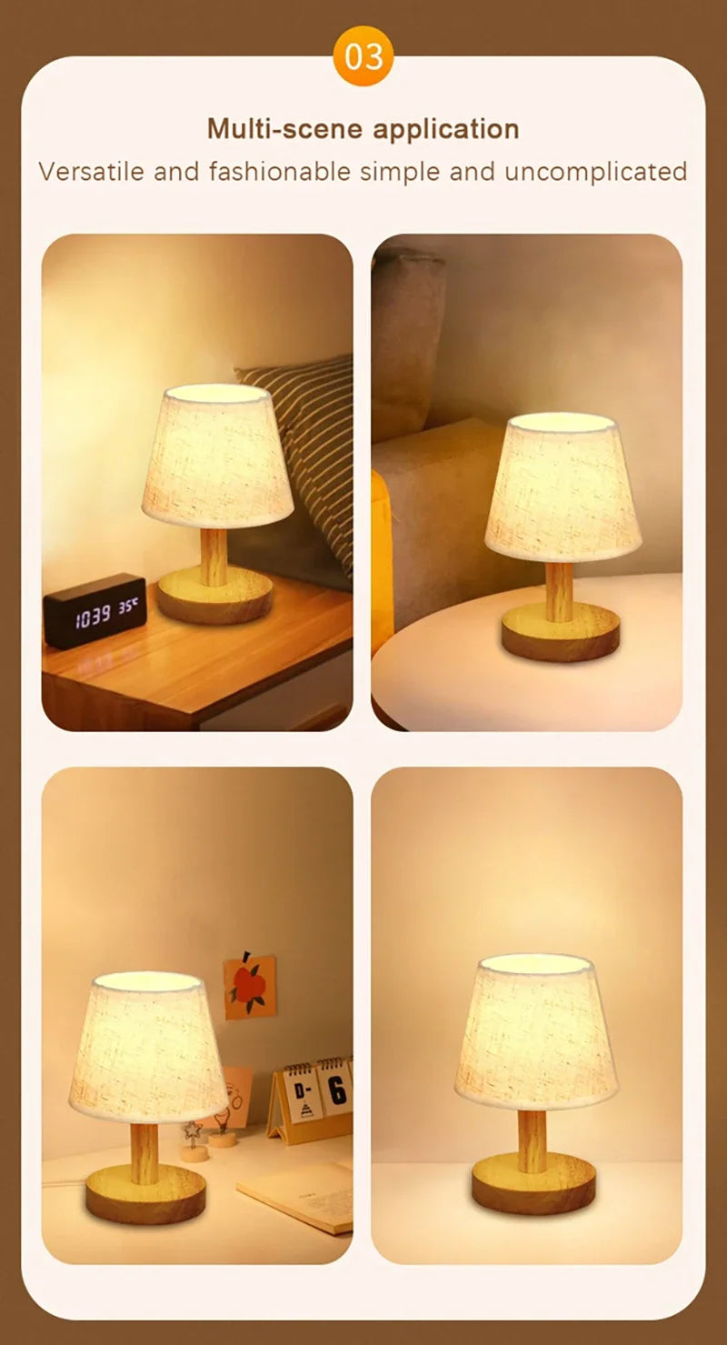 LED Desk Lights Japanese Style Interior Lighting Fixture Living Bedroom Room Bedside Night Desktop Decoration Retro Table Lamp