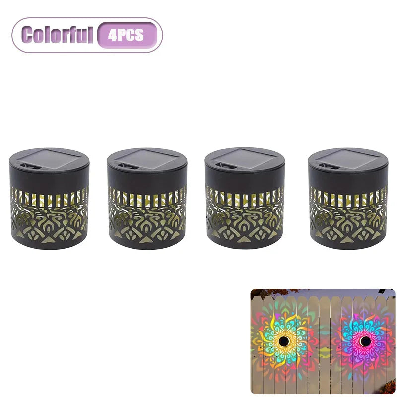 1/4pcs Solar Powered Flower Wall Lamp Sunflower Design Mandala Pattern Outdoor Waterproof Garden Decor for Fence Patio