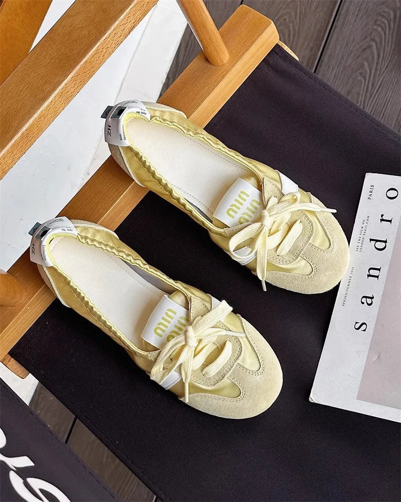 2025 New Women's Casual Sneakers Summer Cozy Shallow Ballet Flats Shoes 2025 New Women Lace Up Sport Shoes Zapatos De Mujer