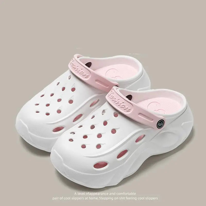 Luxus DIY Perlenkette Rutschfeste Clogs Damen Sommer 2026 Komfort Plateau Slip On Sandalen EVA Dicke Sohle Outdoor Hausschuhe