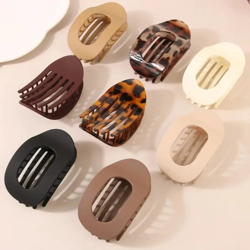 Leopard Matte Oval Hair Claw Clip for Women New Design Curved Flat Acrylic Barrettes Fashion Styling Hair Accessories