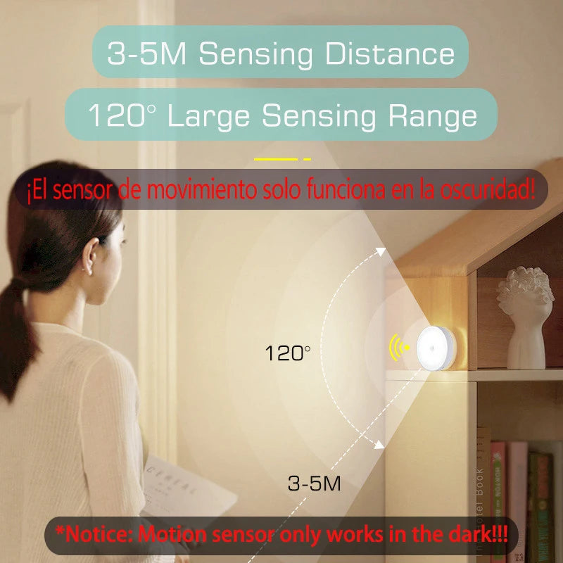 Rechargeable Round Motion-Sensor LED Night Light