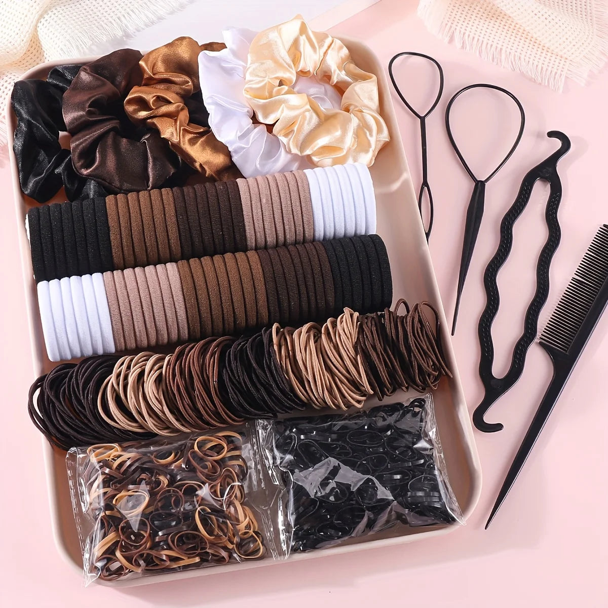 Hair Accessory Set – Scrunchies, Hair Ties & Styling Tools