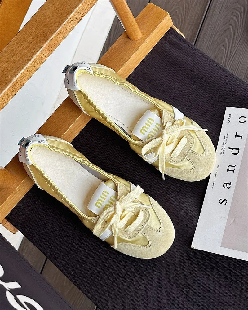 2025 New Women's Casual Sneakers Summer Cozy Shallow Ballet Flats Shoes 2025 New Women Lace Up Sport Shoes Zapatos De Mujer