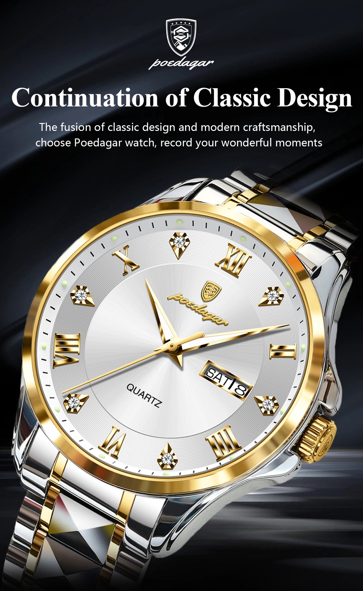 POEDAGAR 883 Men’s Day-Date Quartz Watch