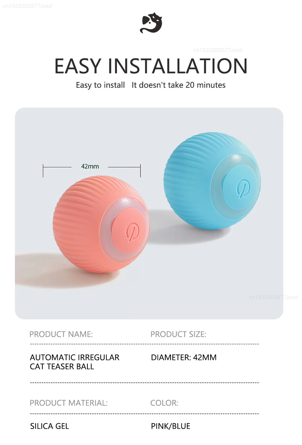 Rechargeable Rolling Cat Toy Ball