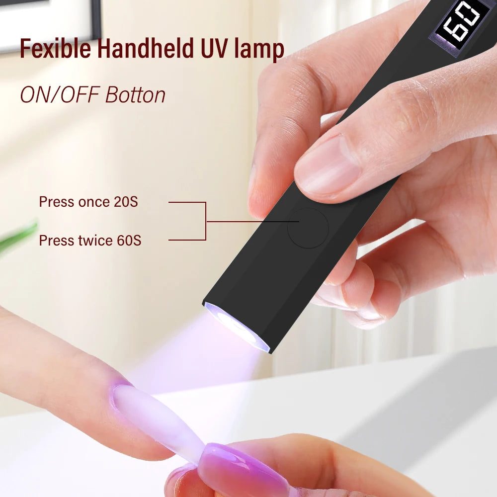 Handheld-UV-Licht für Gelnägel, tragbare UV-Nagellampe, wiederaufladbare LED-Nagellampe für Nail Art mit Tischständer