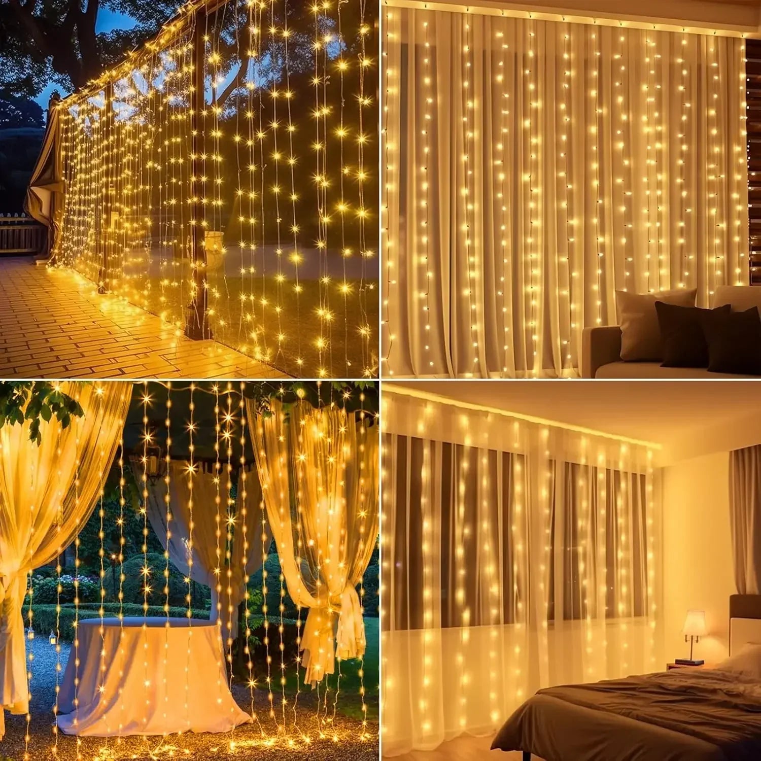 Solar Curtain String Lights 3x3M 300LED Fairy Holiday Decorations Christmas Birthday  for Party Garden Home Wedding Decoration