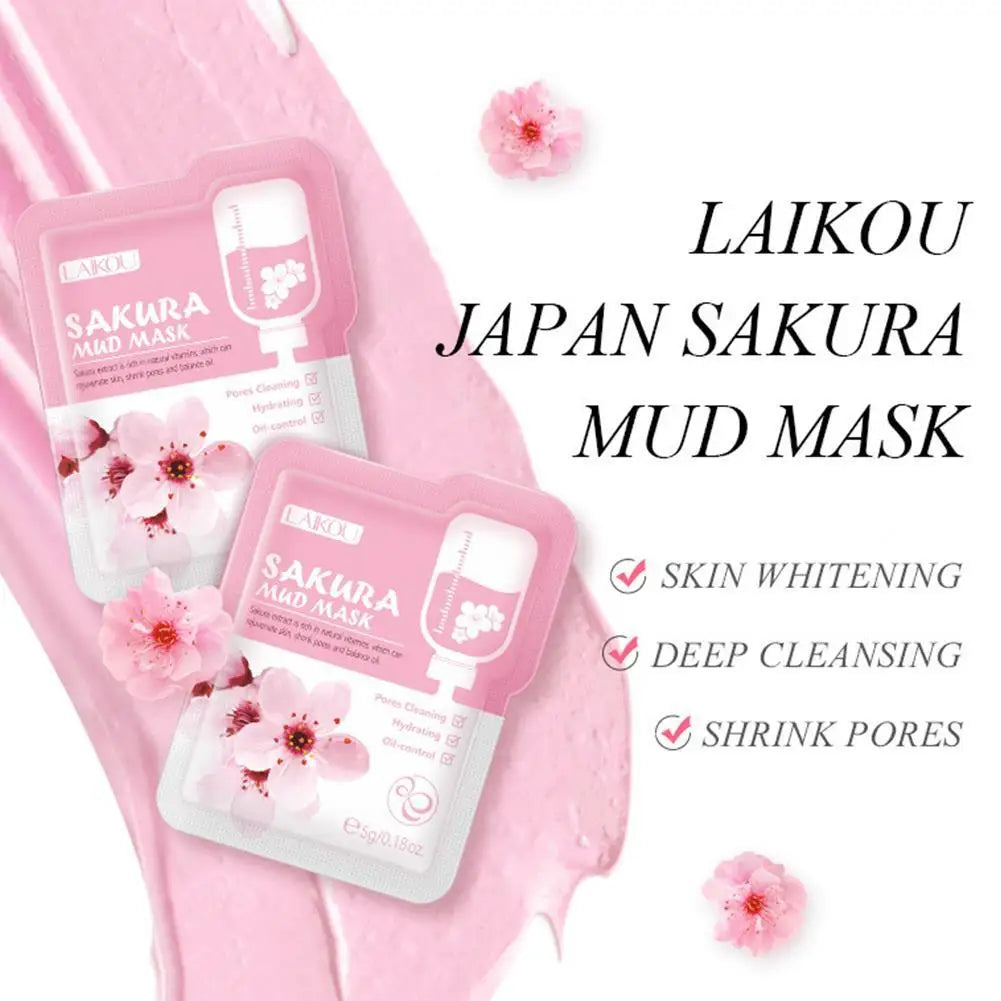 Sakura Clay Mud Face Mask – 12pc Set, Brightening, Deep Cleansing & Hydrating, All Skin Types