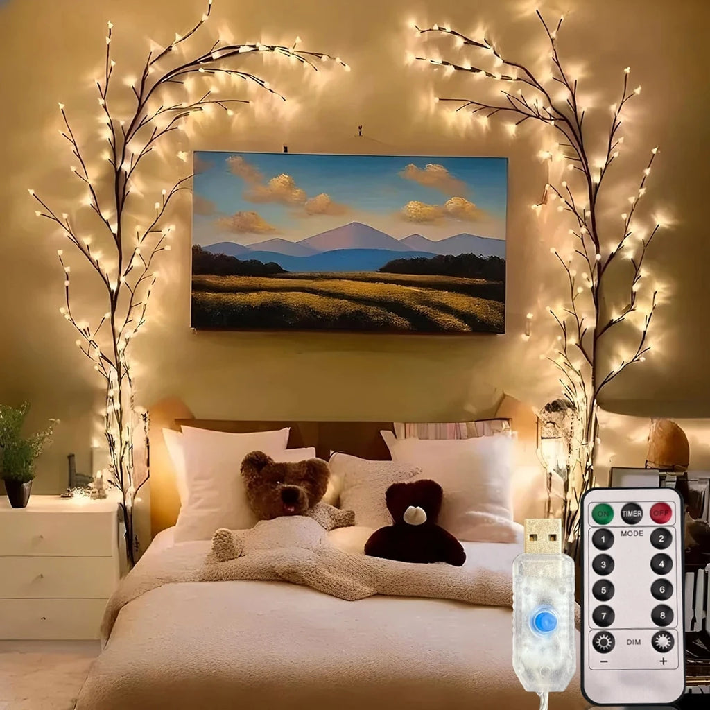 USB Willow Vine Branch Lights – Warm White, 72–144 LEDs