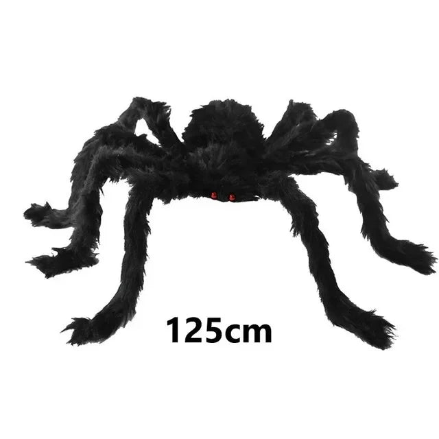 Black Plush Spider with Bendable Legs – Halloween Decoration