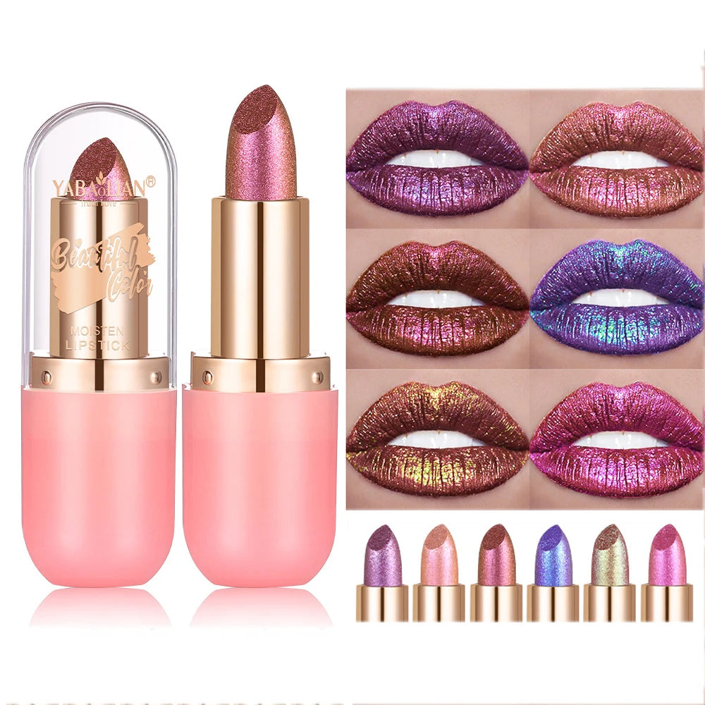 Metallic Shimmer Lipstick – 7 Chameleon & Pearl Shades