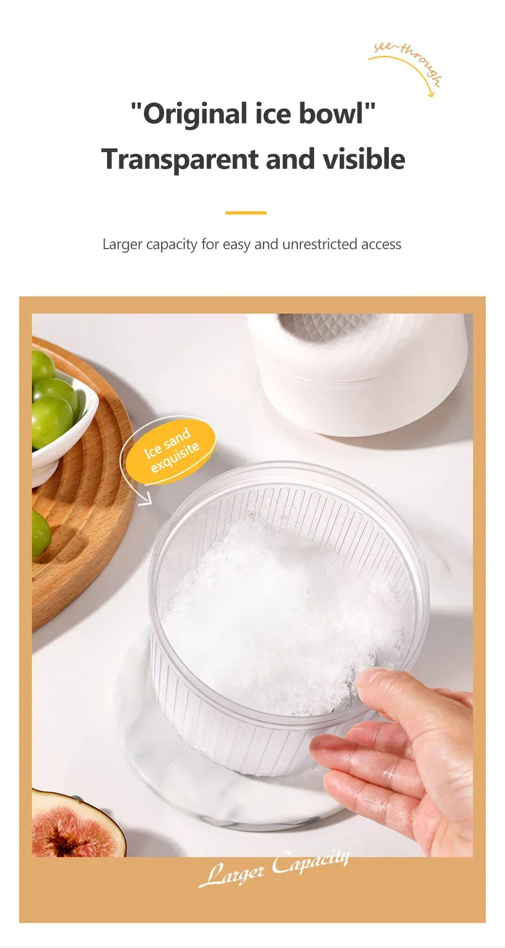 Manual Hand-Crank Ice Crusher – Portable Shaved Ice & Smoothie Maker, Non-Slip Base, Easy to Clean