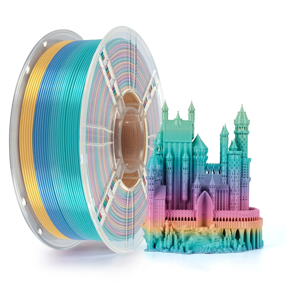 KINGROON Rainbow Silk PLA Filament – 1.75 mm, 2.2 lb (1 kg)