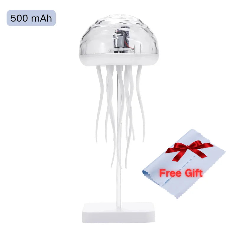 Jellyfish Cartoon LED Nihgt Light Voice Control Gradient Cute Rotating Jellyfish Hanging Bedside Lamp RGB Table Lamps Room Decor