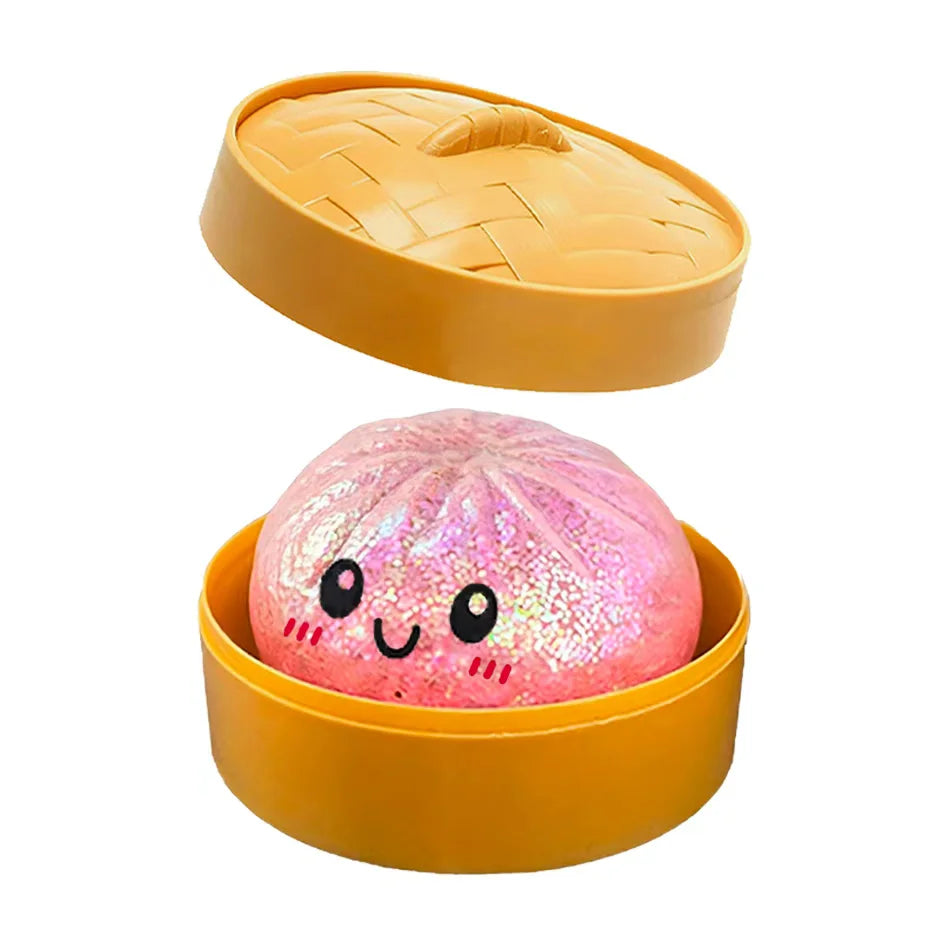 Bunte 6 Arten Glitter Knödel Squishy mit Box Knödel Sensorisches Quetschspielzeug zur Stresslinderung Spielzeuge