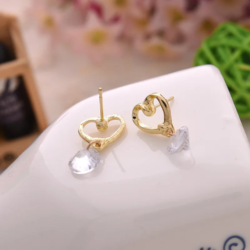 Gold-Tone Open Heart Drop Earrings