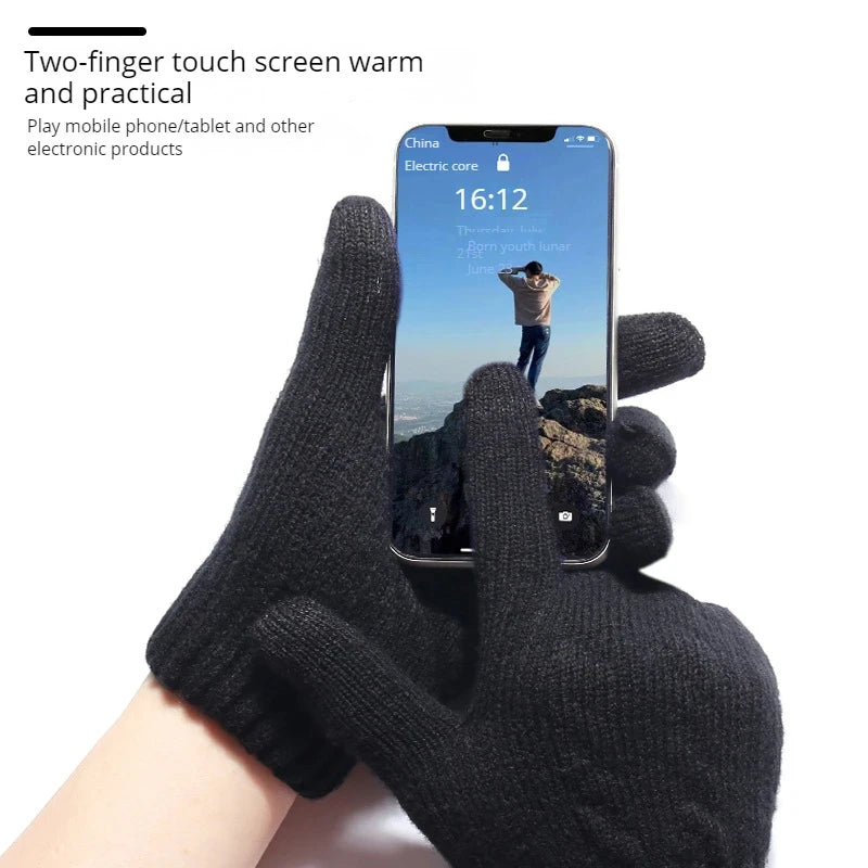 Unisex Lined Knit Winter Gloves