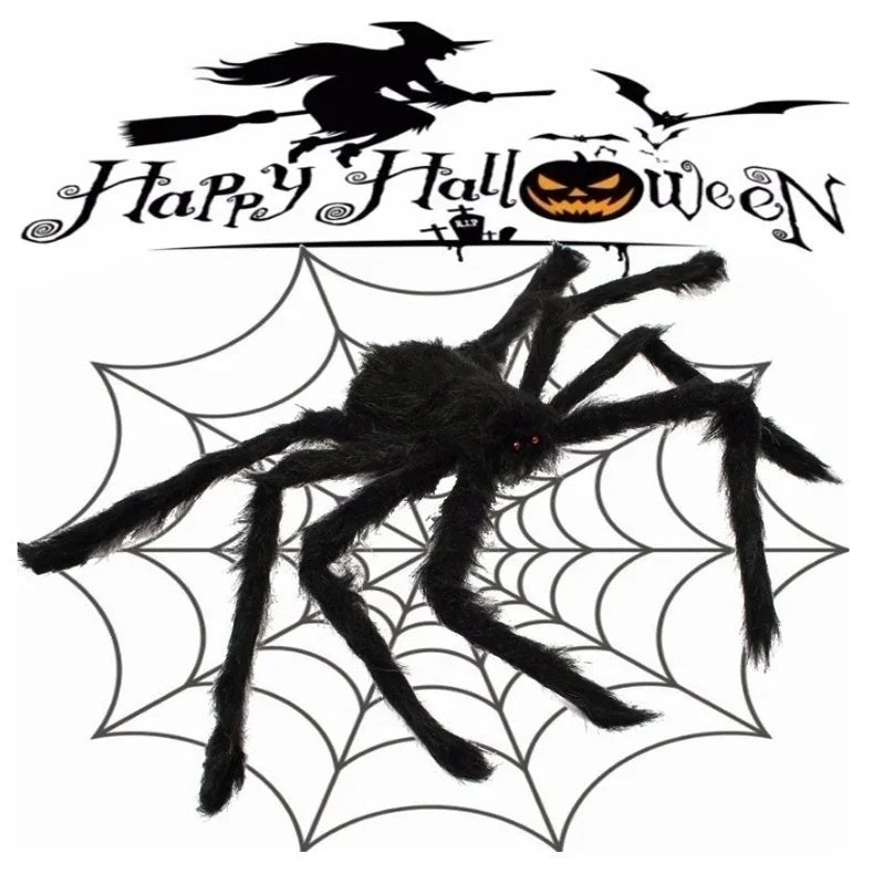 Black Plush Spider with Bendable Legs – Halloween Decoration