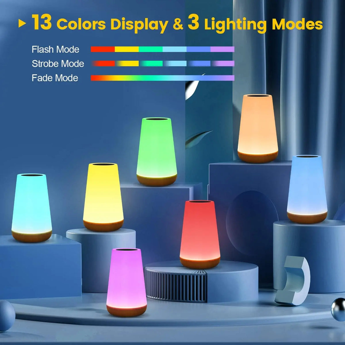 13-Color Rechargeable Night Light with Touch & Remote Control