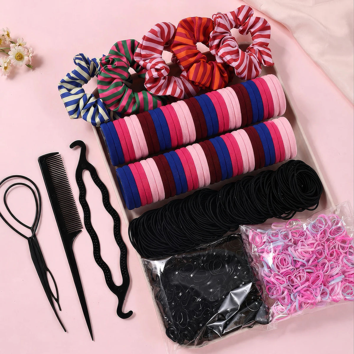 Hair Accessory Set – Scrunchies, Hair Ties & Styling Tools