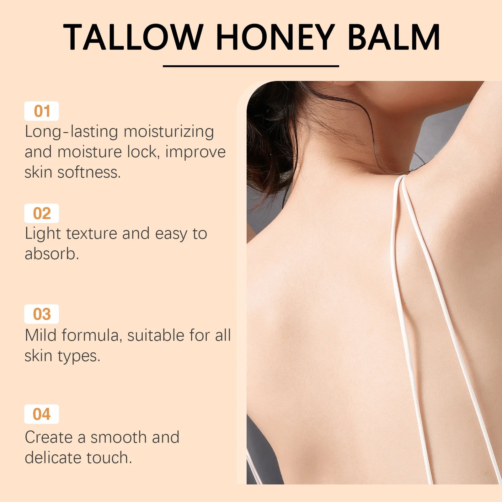 Tallow Honey Balm Glowing Hydrating Skin Enhacne Elasticity Improve Dullness Fade Fine Lines Firming Face Body Moisturize Cream