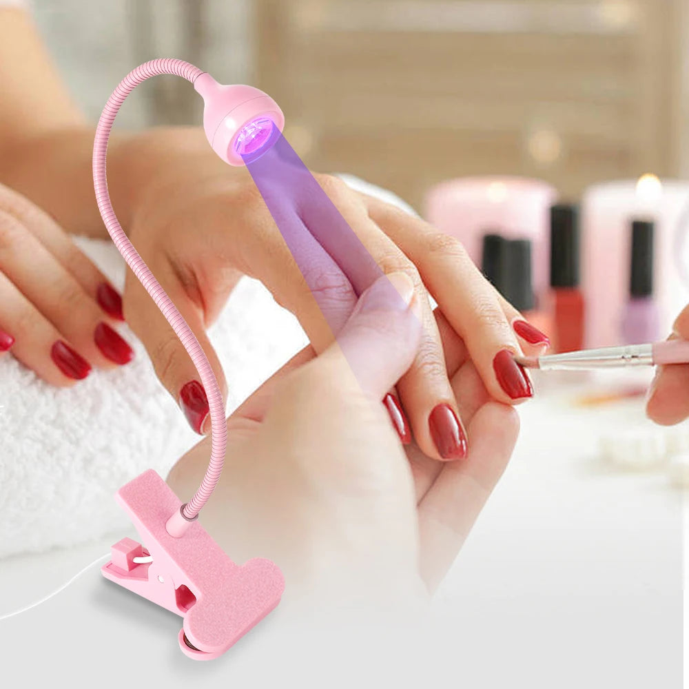 Clip-On Mini USB UV Nail Lamp – 3W LED, Portable Gel Dryer for Manicure & Salon