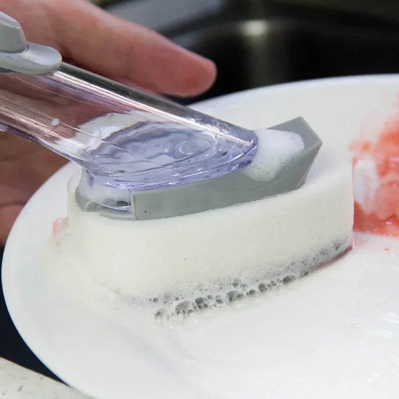 Soap-Dispensing Dish Brush with Scraper