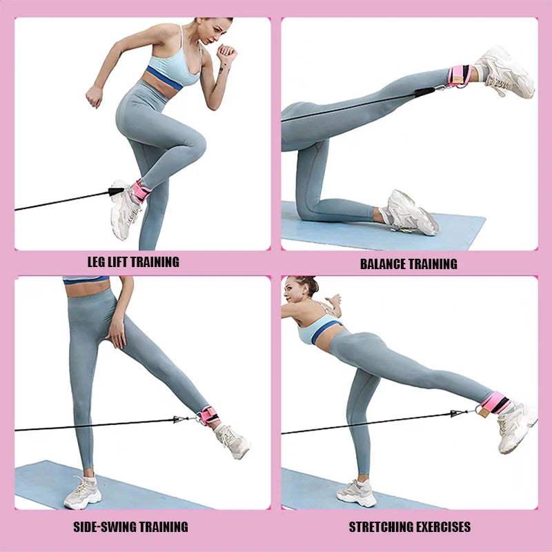 Ankle Resistance Bands Set – Adjustable Elastic Straps for Hip & Glute Training, Home & Gym