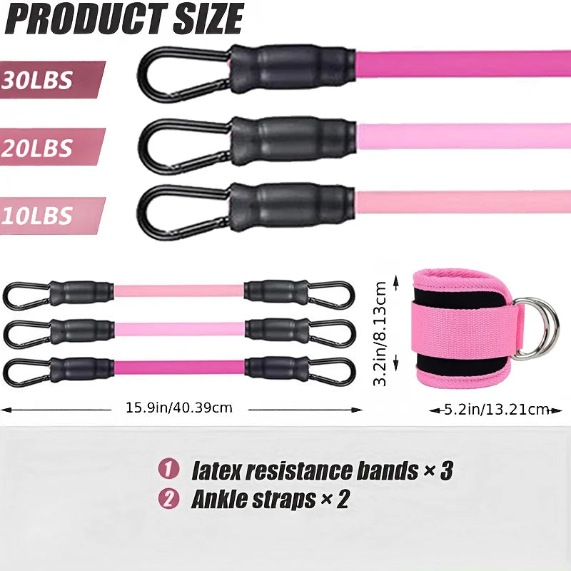 Ankle Resistance Bands Set – Adjustable Elastic Straps for Hip & Glute Training, Home & Gym