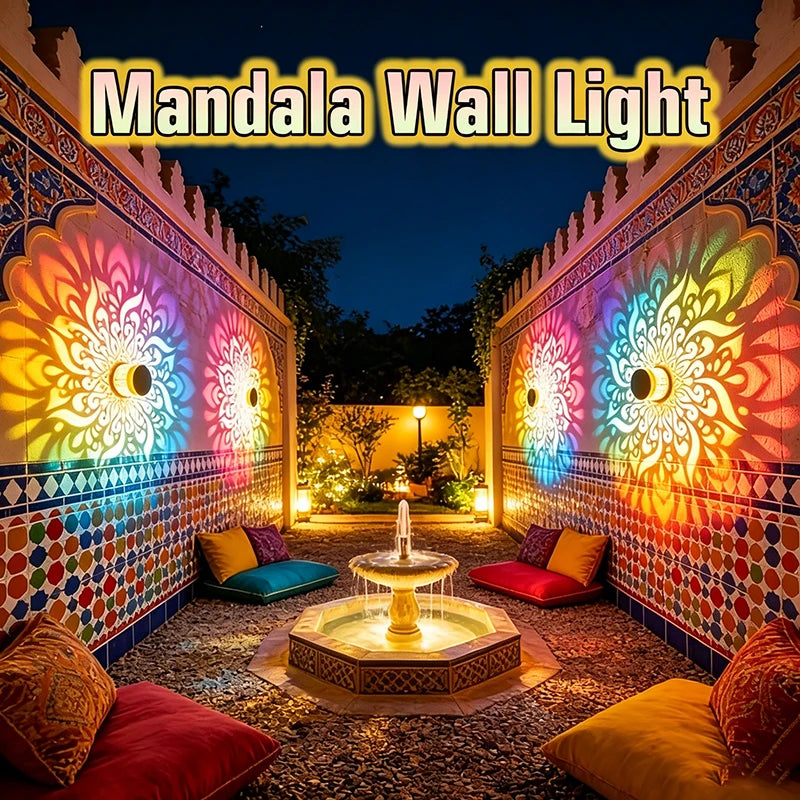 Solar Mandala Solros Projektor Vägglampa Utomhus Trädgårdsdekoration Landskapsbelysning för Uteplats Trädgård Gods Veranda Gård