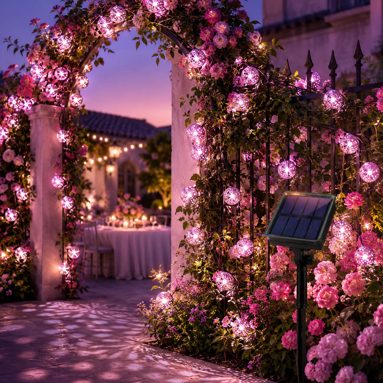 Solar String Lights Moroccan Globe Hollow Ball Fairy Lights Solar Powered 5M/6M 6 Colors for Garden Patio Party Xmas Decor