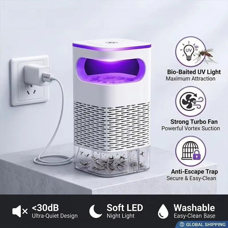 Mosquito Killer Lamp Electronic LED Light Trap USB Fly Bug Mosquito Repeller Upgraded Inhalation Fly Killer Ultra Quiet for Home
