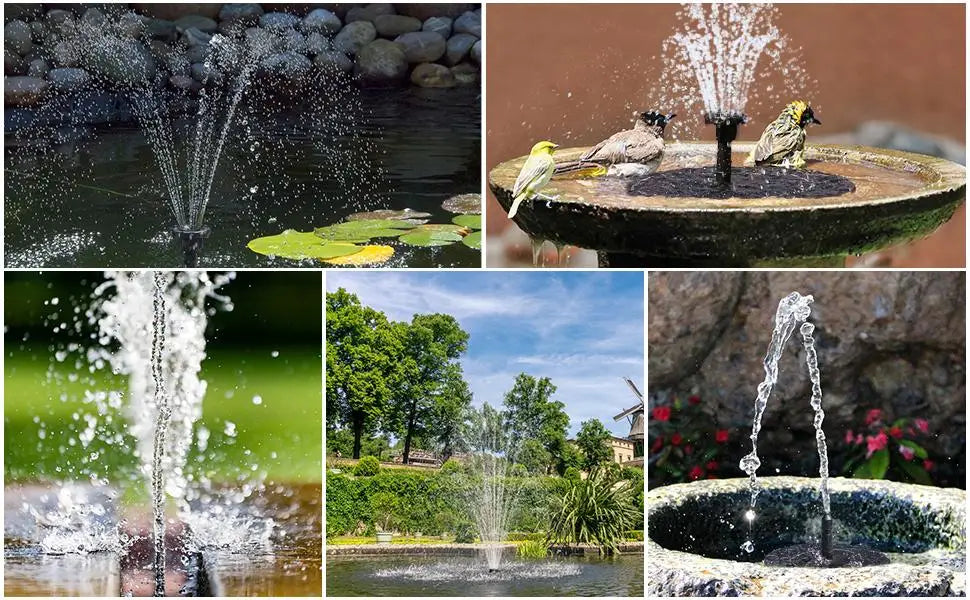 Solar Floating Fountain Pump for Bird Baths, Ponds & Gardens – 6 Nozzles