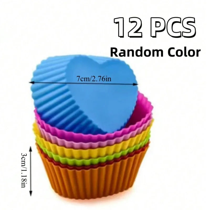 Reusable Silicone Cupcake Liners – 6 or 12 Pieces, Four Shapes