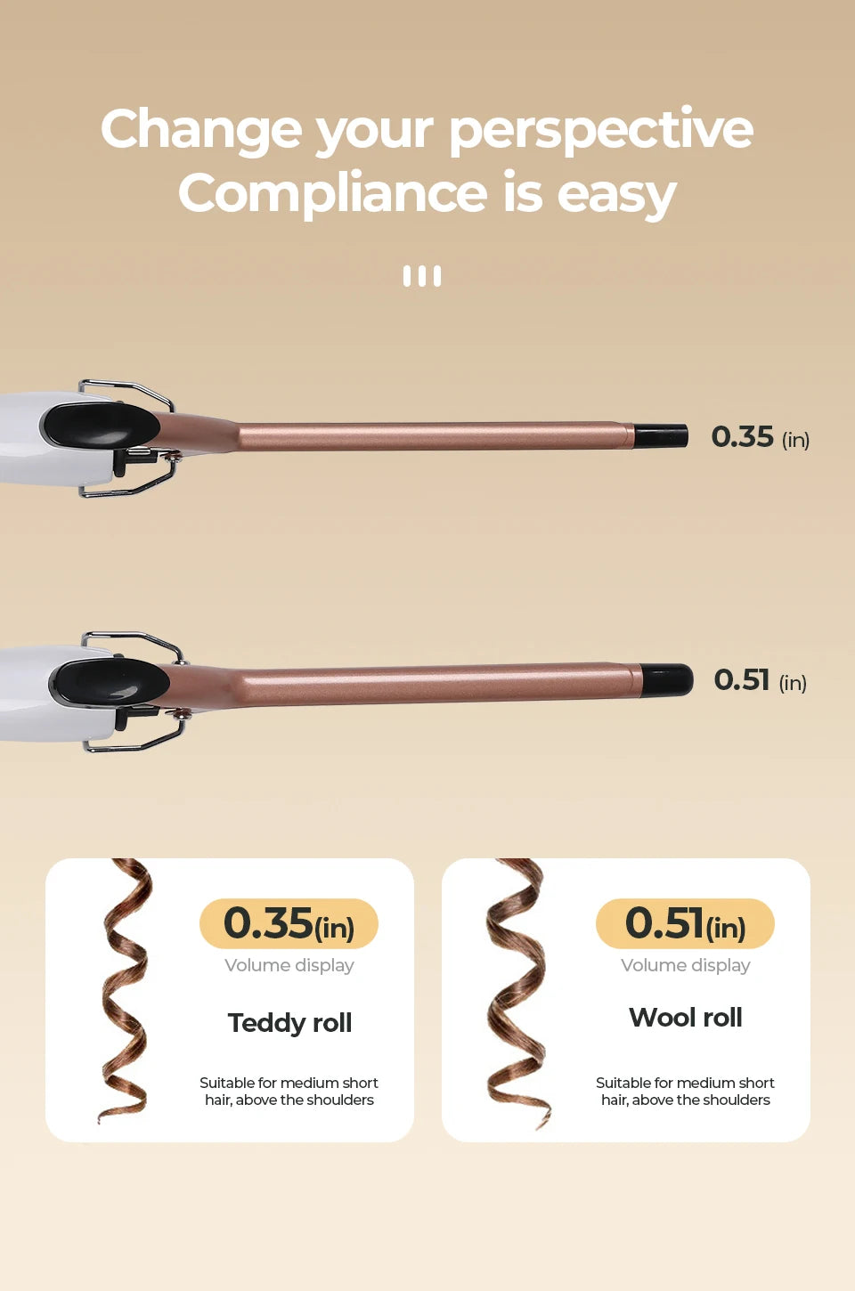 Ceramic Perm Bar Curling Iron – 0.51" Barrel, Fast Heating, Dual Voltage, 180–200°C