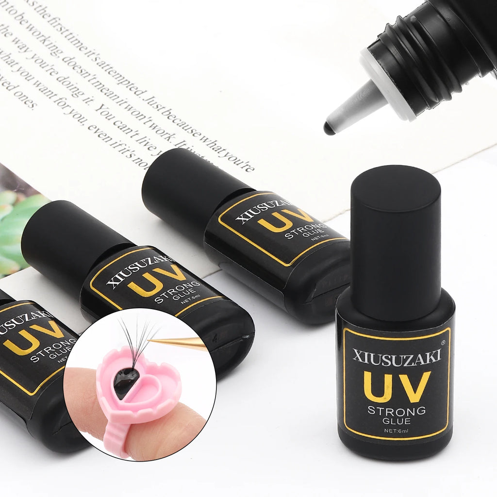 XIUSUZAKI Lash Extension Adhesive – Black, Clear & UV Options, 6 mL