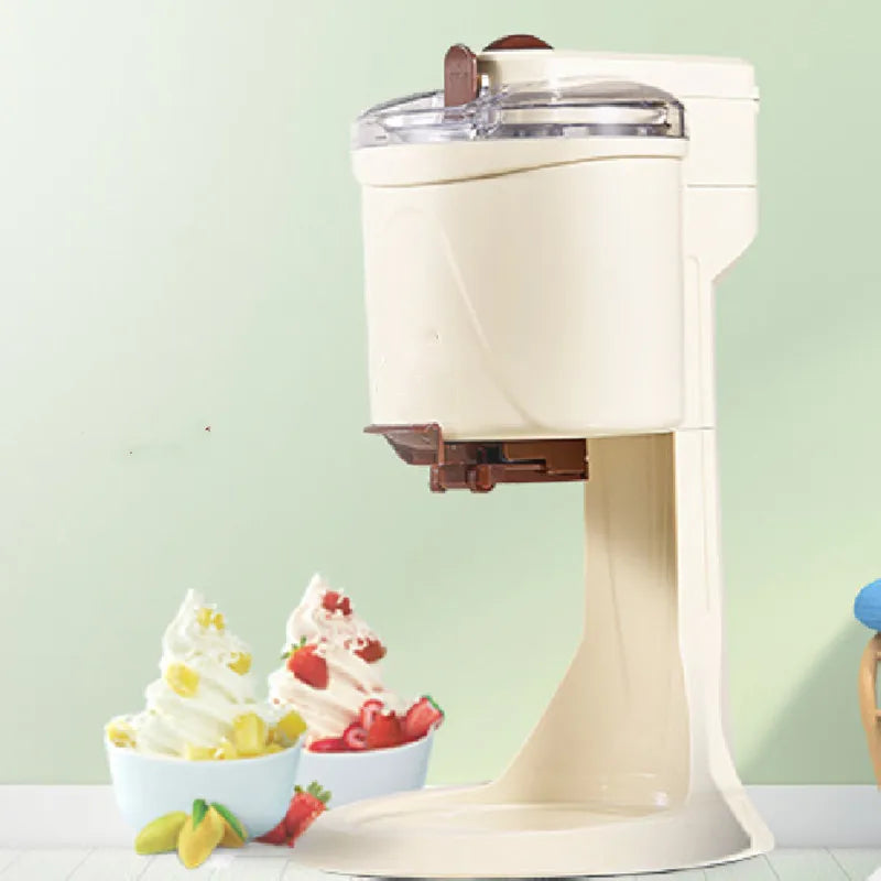 Mini Soft Ice Cream Machine – 1L Home Ice Cream Maker, Simple One-Button Operation, Makes ~8 Cones, CE Certified